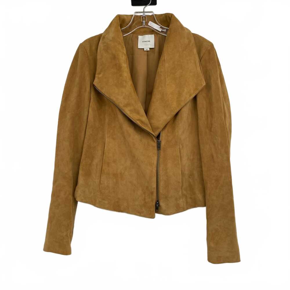 Vince Tan Suede Leather Jacket | Women’s M Motorcycle Style